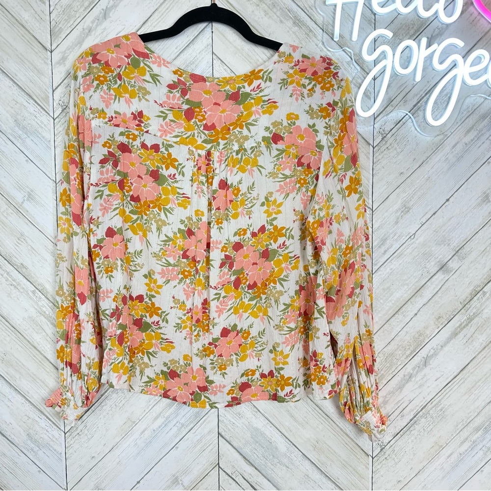 Joie Floral Peasant Blouse Size Large - Picture 2 of 6
